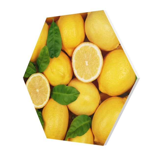 Sześciokątny obraz soczyste cytryny