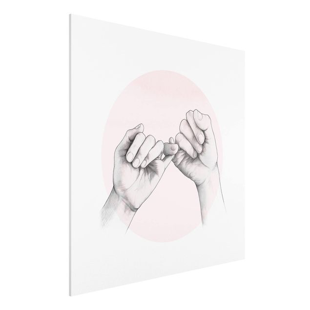 Obrazy do salonu nowoczesne Ilustracja dłoni Przyjaźń Koło Różowy Biały