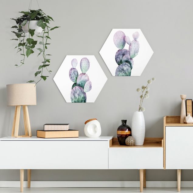Obrazy do salonu Kaktus w purpurze Zestaw I