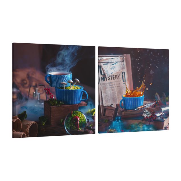 Niebieskie obrazy Tajemnicza filiżanka do herbaty