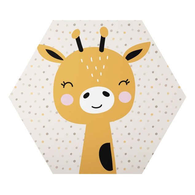 Obraz heksagonalny z Alu-Dibond - Baby Żyrafa