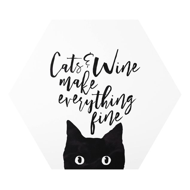Obrazy zwierzęta Koty i wino sprawiają, że wszystko jest w porządku