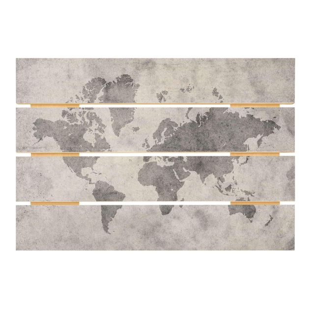 Obraz z drewna - Vintage World Map II