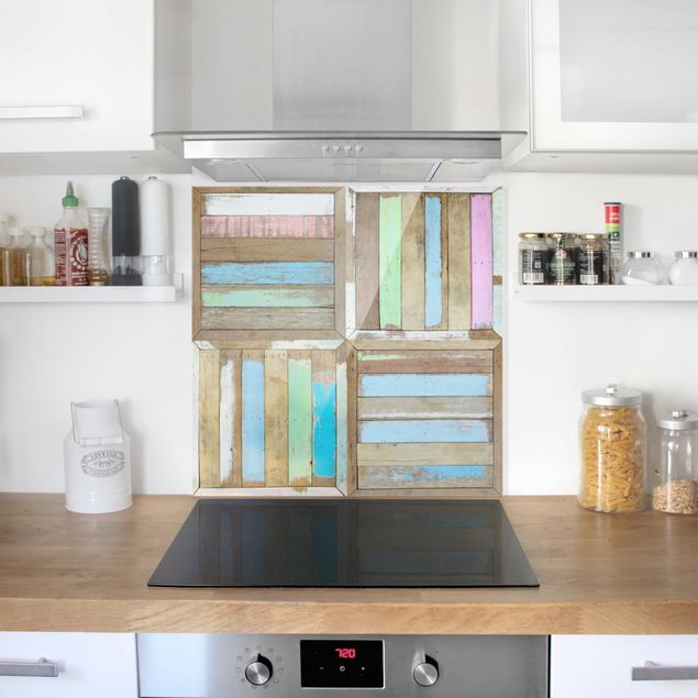 Panel szklany do kuchni Rustykalne drewno