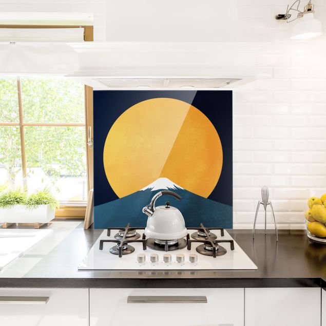 Panele szklane do kuchni Słońce, księżyc i góry