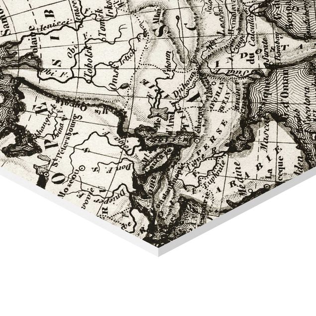 Obraz heksagonalny z Forex 3-częściowy - Szczegóły starej mapy świata
