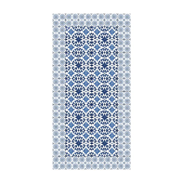 dywan motyw plytek Płytki marokańskie schemat kwiatowy z ramką na płytki