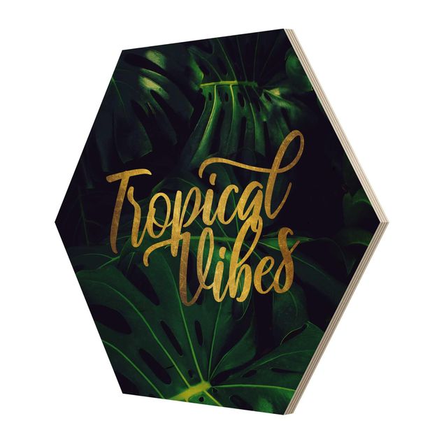 Obraz heksagonalny z drewna - Jungle - Tropical Vibes