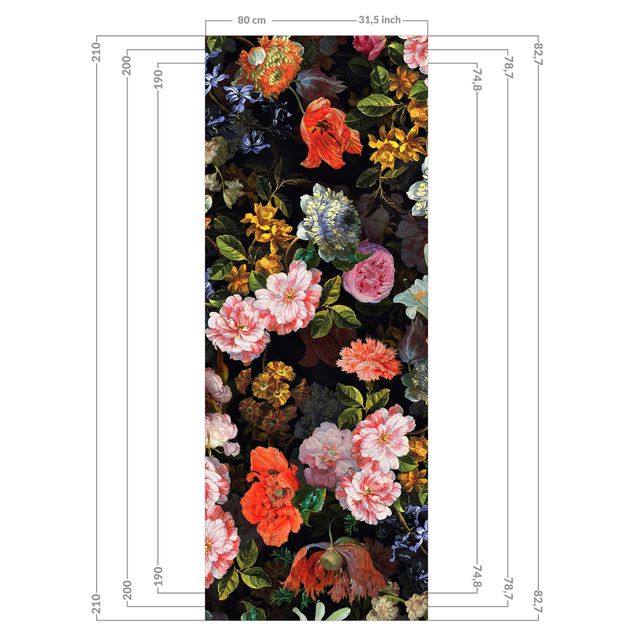 Tylna ścianka prysznicowa - Dark Flower Bouquet
