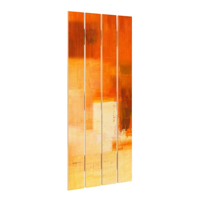 Obraz z drewna - Kompozycja w kolorze pomarańczowym i brązowym 03