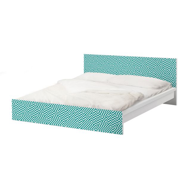 Okleina meblowa IKEA - Malm łóżko 160x200cm - Miętowy wzór geometryczny