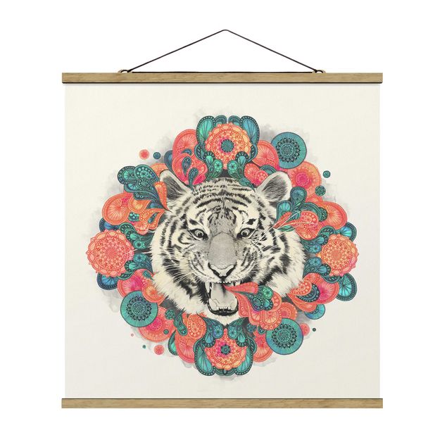 Obrazy ze zwierzętami Ilustracja tygrysa Rysunek mandala paisley