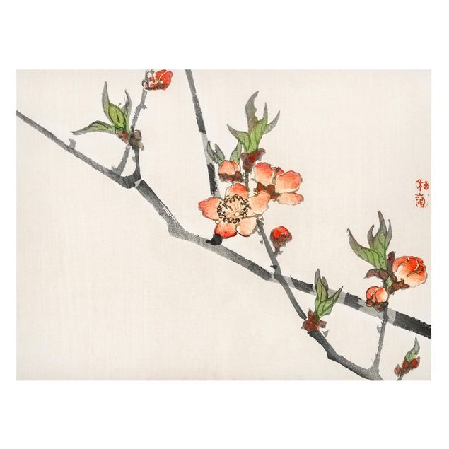 Nowoczesne obrazy do salonu Rysunki azjatyckie Vintage Gałązka kwiatu wiśni