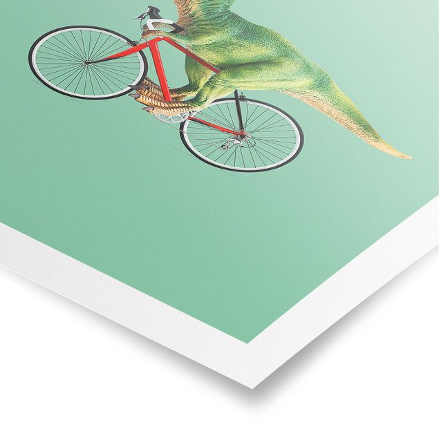 Obrazy ze zwierzętami Dinozaur z rowerem