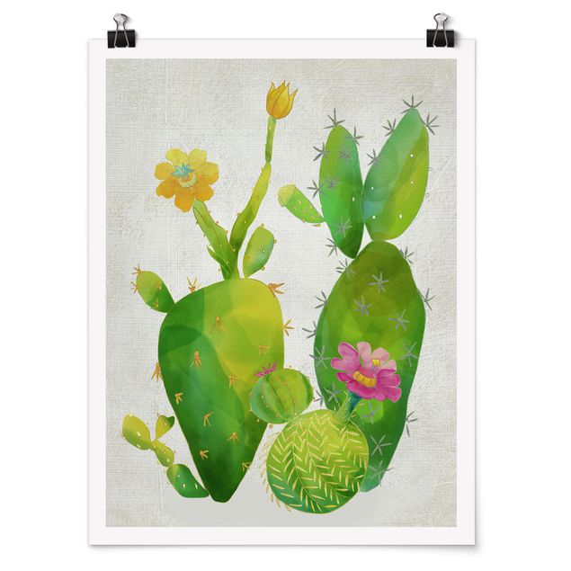 Obrazy rodzina Rodzina kaktusów różowo-żółty