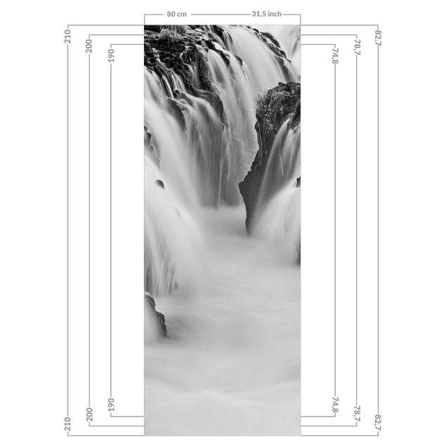 Tylna ścianka prysznicowa - Brúarfoss Waterfall In Iceland Black And White