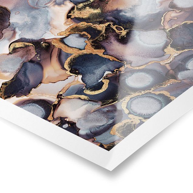 Elisabeth Fredriksson obrazy Marmurowa akwarela z złotem