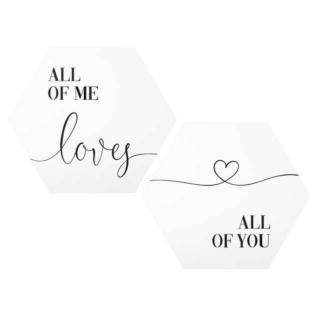 Obraz heksagonalny z Alu-Dibond 2-częściowy - Cała ja kocha całą ciebie