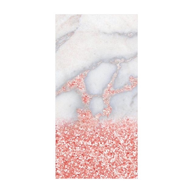 nowoczesny dywan Mamor look z różowym konfetti