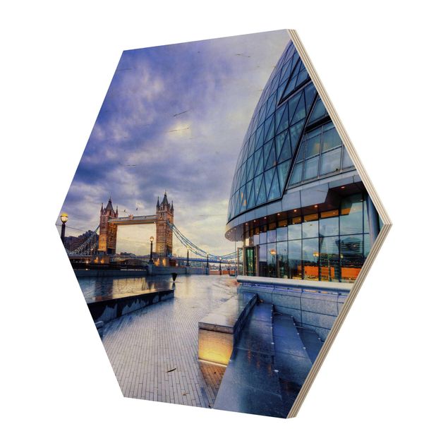 Obraz heksagonalny z drewna - Cityhall London