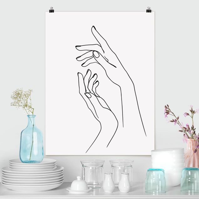 Dekoracja do kuchni Line Art Ręce plastyka