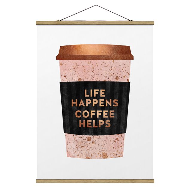 Obrazy kawa Life Happens Coffee Helps Złoto