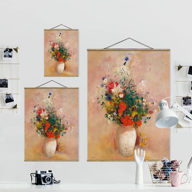 Kolorowe obrazy Odilon Redon - Wazon z kwiatami (tło różane)