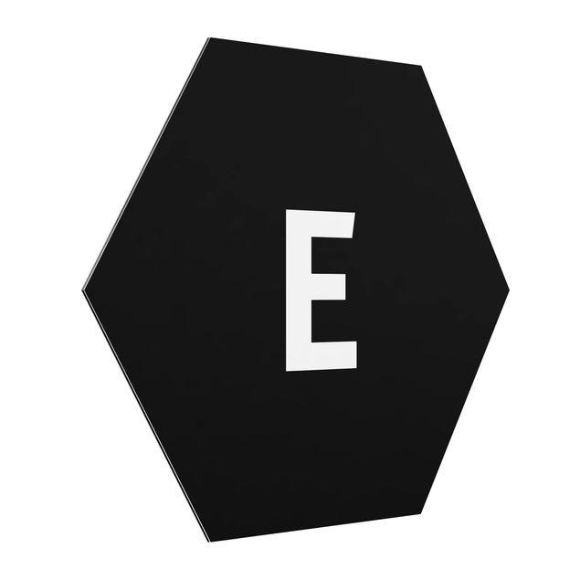 Obraz heksagonalny z Alu-Dibond - Czarna litera E