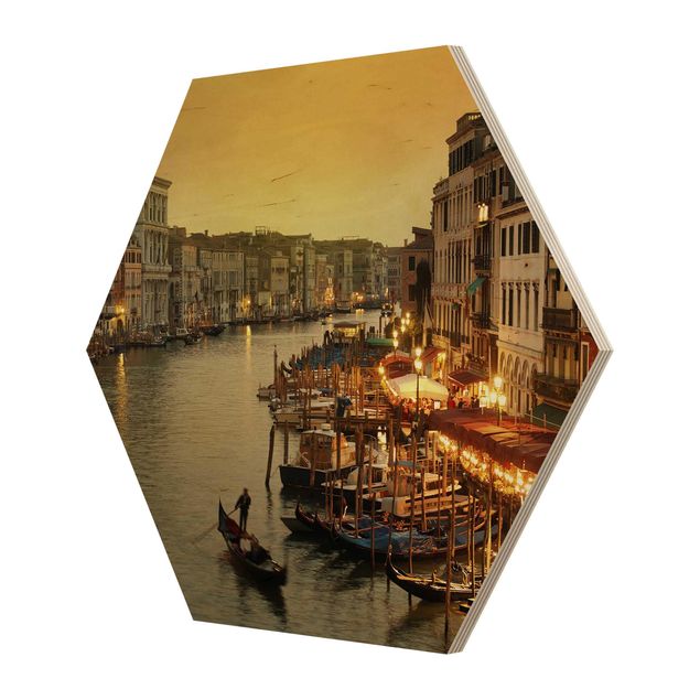 Obraz heksagonalny z drewna - Wielki Kanał Wenecki