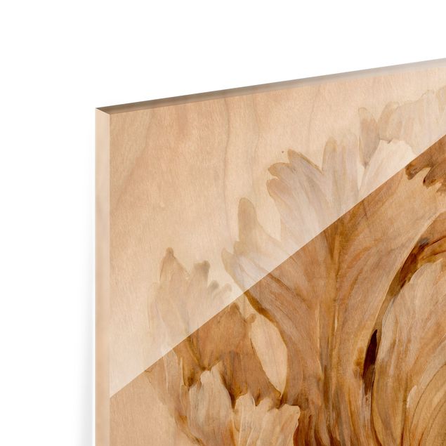 Panel szklany do kuchni - Sepia Tulipan na drewnie