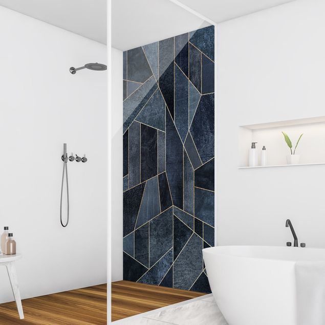 Panele ścienne do łazienki pod prysznic Blue Geometry Watercolour