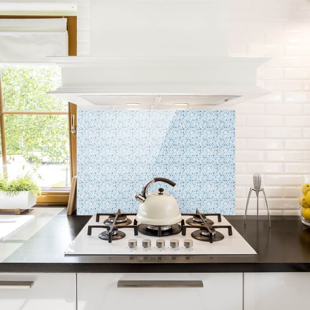 Panele szklane do kuchni Marmurowe sześciokąty w niebieskich odcieniach