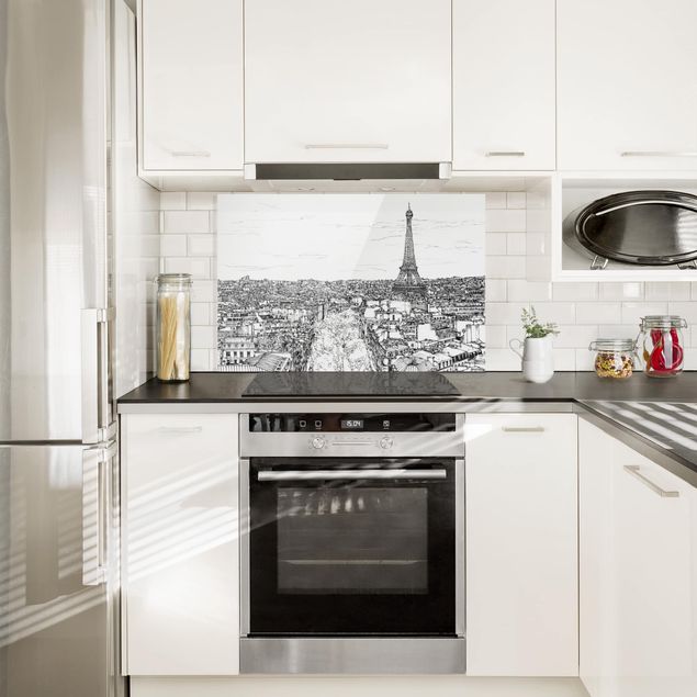 Panele szklane do kuchni Studium miasta - Paryż