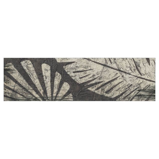 Panel ścienny do kuchni - Liście palmy na tle ciemnej szarości