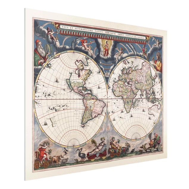 Dekoracja do kuchni Historyczna mapa świata Nova et Accuratissima z 1664 r.
