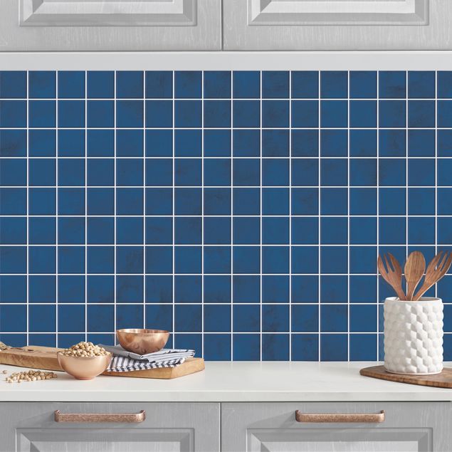 Dekoracja do kuchni Mozaikowe płytki betonowe - niebieskie