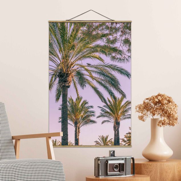 Plakat z wieszakiem - Palmy w promieniach zachodzącego słońca