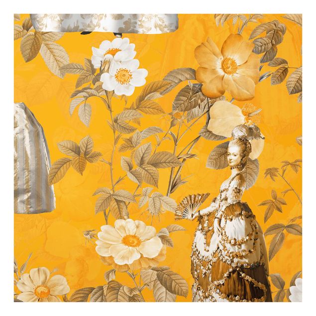 Panel kuchenny - Opulent Dress In The Garden On Orange - Kwadrat 1:1