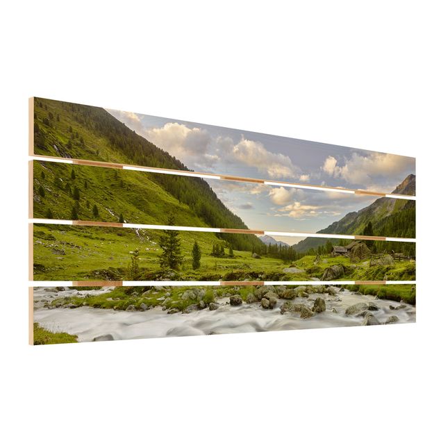 Obraz z drewna - Łąka alpejska Tyrol