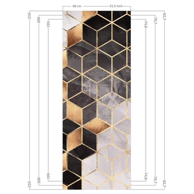 Tylna ścianka prysznicowa - Black And White Golden Geometry