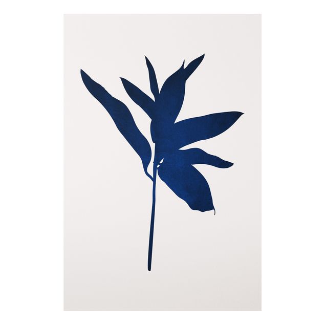 Obrazy do salonu nowoczesne Grafika roślinna - niebieska