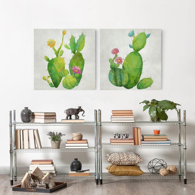 Obrazy do salonu nowoczesne Zestaw rodziny kaktusów I