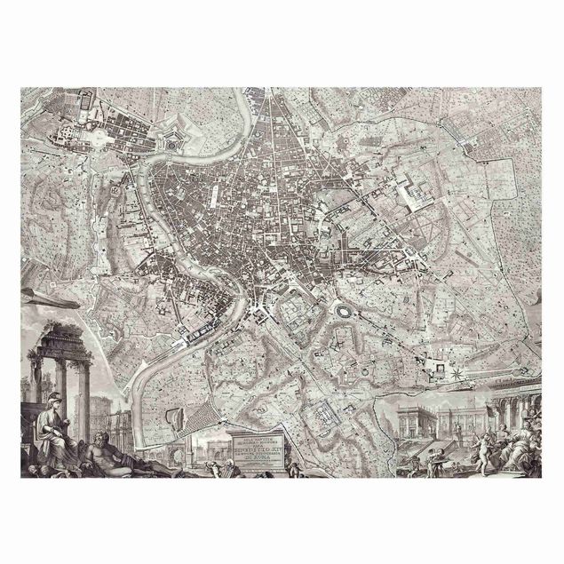 Obrazy do salonu nowoczesne Mapa miasta w stylu vintage Rzymu