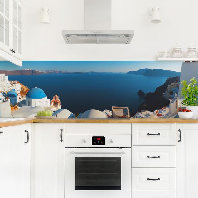 Panel ścienny do kuchni - Szeroka panorama na Oia