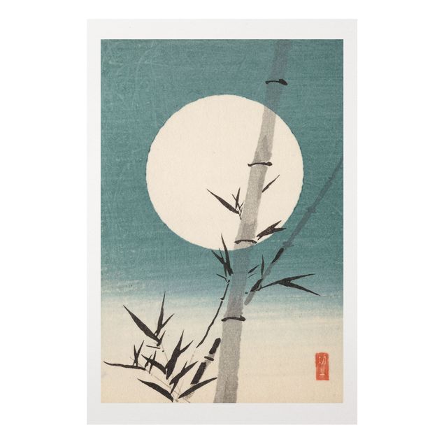 Obrazy do salonu Japoński rysunek Bambus i księżyc