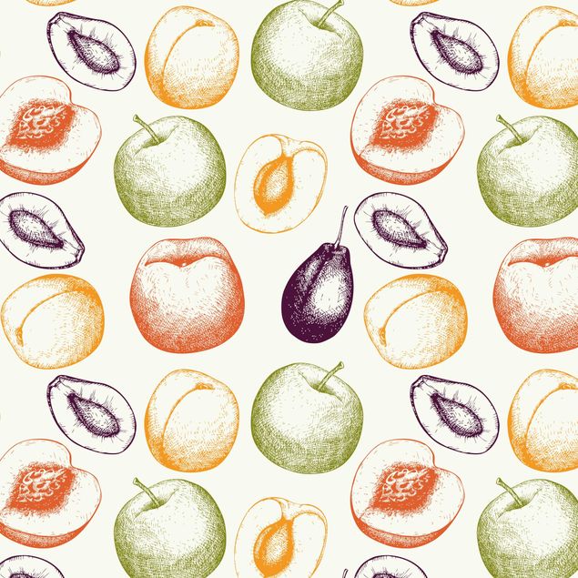 Folia samoprzylepna - Ręcznie rysowany wzór kuchni z owocami