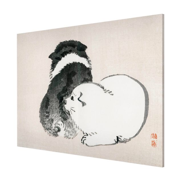 Obrazy ze zwierzętami Rysunki azjatyckie Vintage Czarno-białe pieski