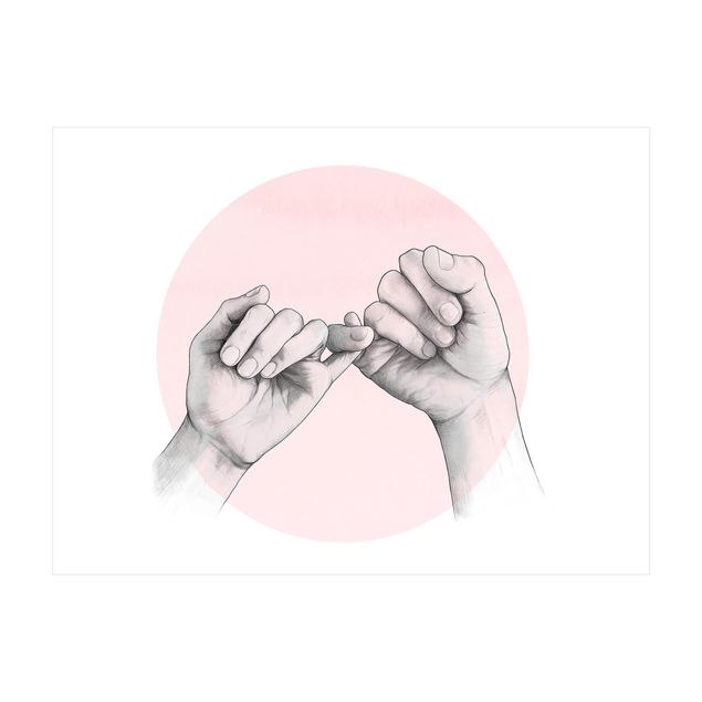 dywan do jadalni Ilustracja dłoni Przyjaźń Koło Różowy Biały