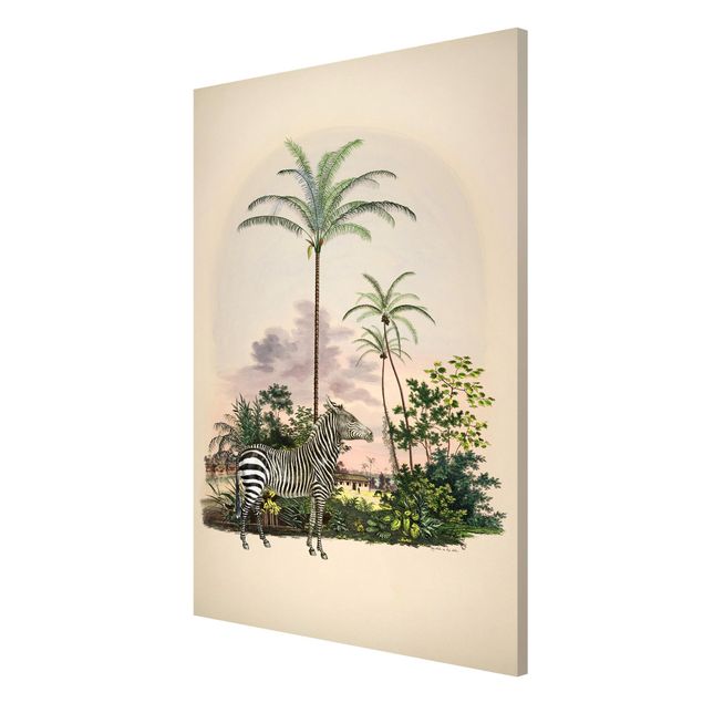 Obrazy na ścianę krajobrazy Zebra na tle palm ilustracja