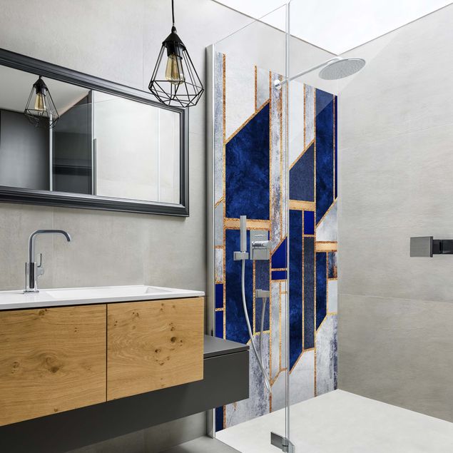 Panele ścienne do łazienki pod prysznic Geometric Shapes With Gold